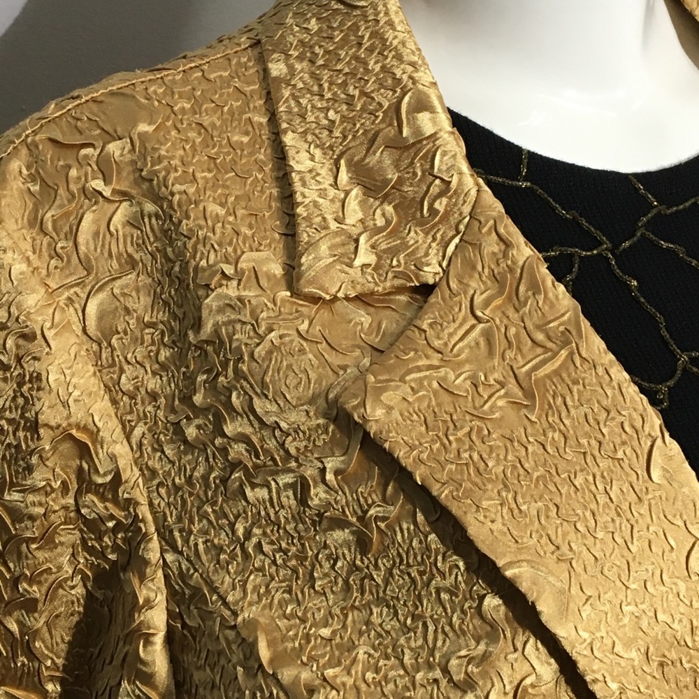 Vintage RIBKOFF Gold Blazer textured evening crystals - Picture 1 of 16